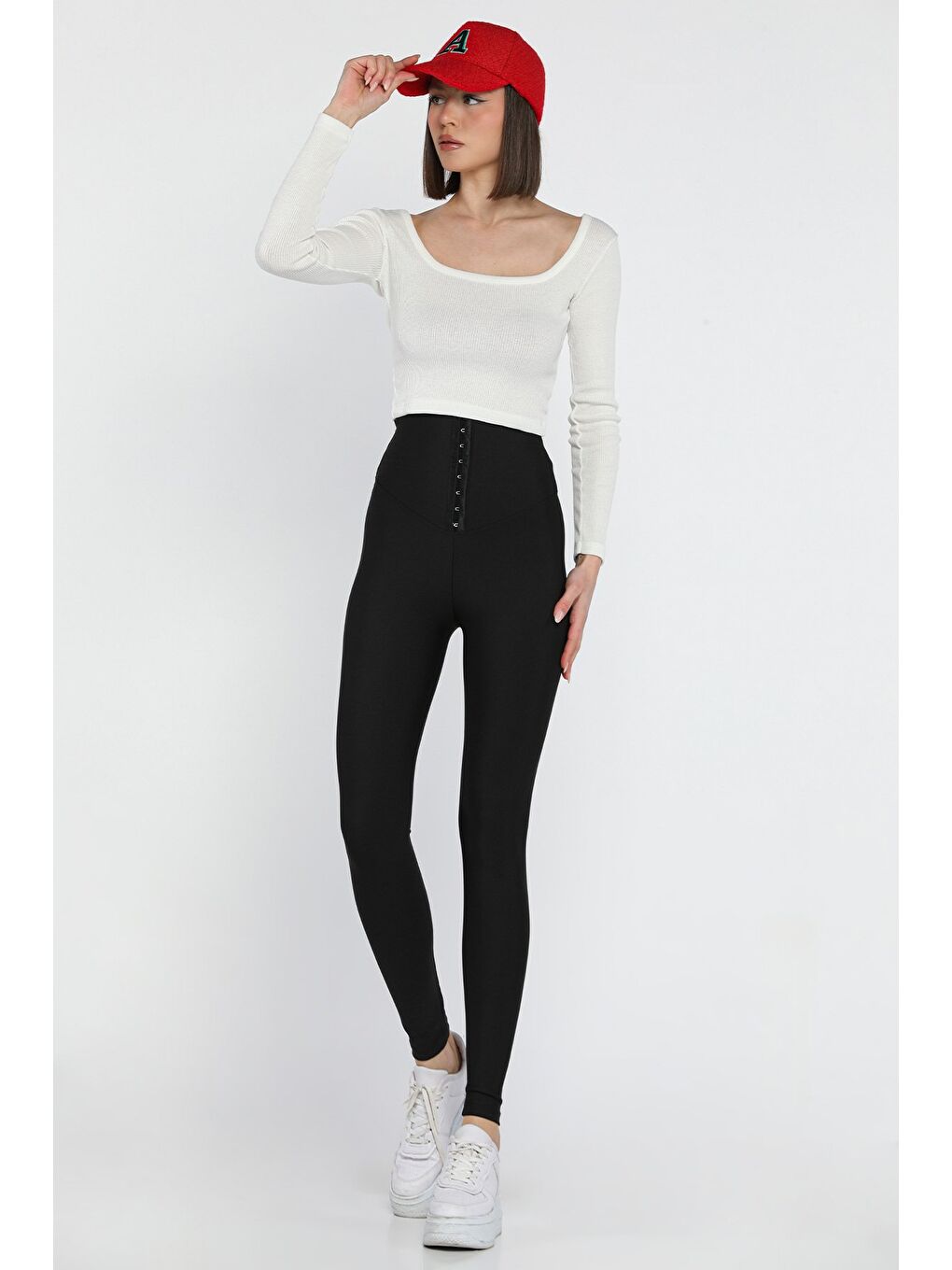 Siyah Agraflı Kadın Dalgıç Tayt