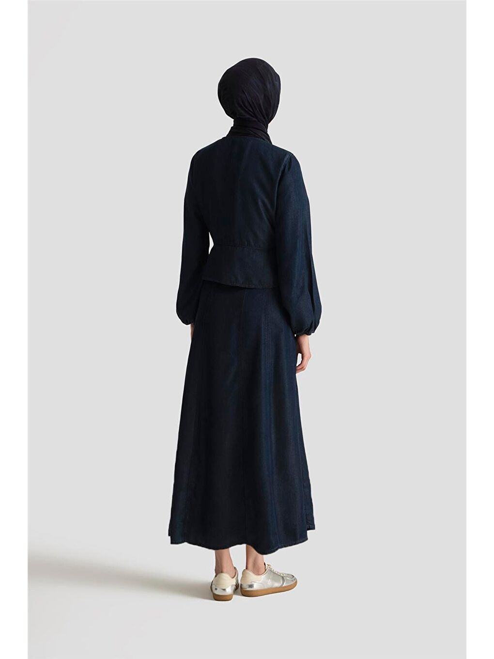 Parçalı Lyocell Etek 25Yd9129 Koyu Lacivert-3