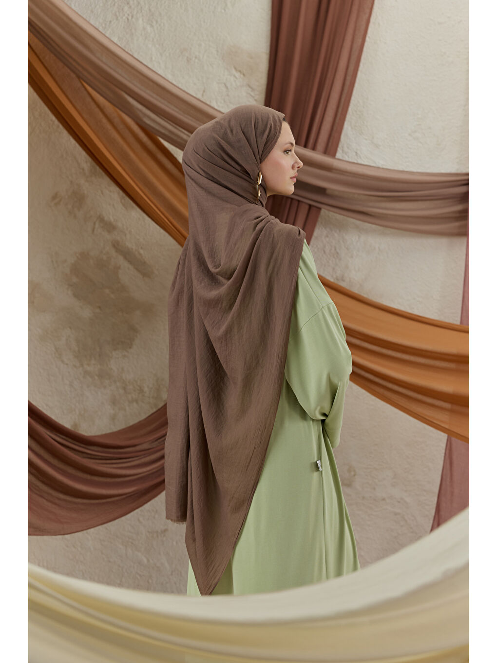 Kahverengi Soft Line Pamuk Şal Ağaç Kabuğu-4