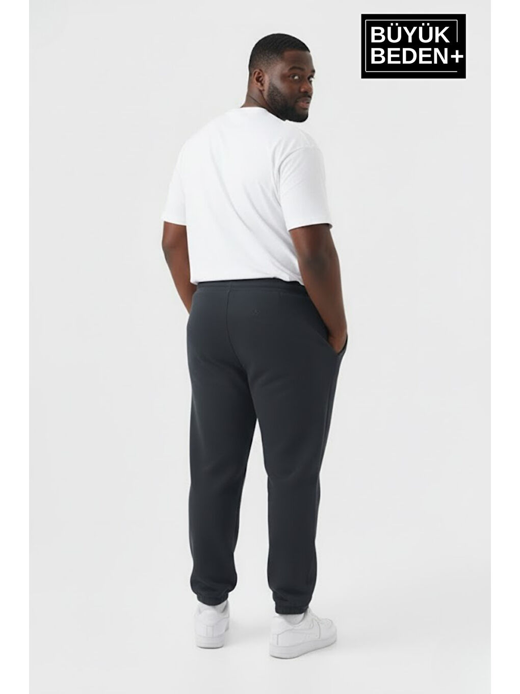 Gri Erkek Büyük Beden New York Baskılı Paça Lastikli Rahat Kesim Jogger İnce Eşofman Altı SPR26BEA951-5-1