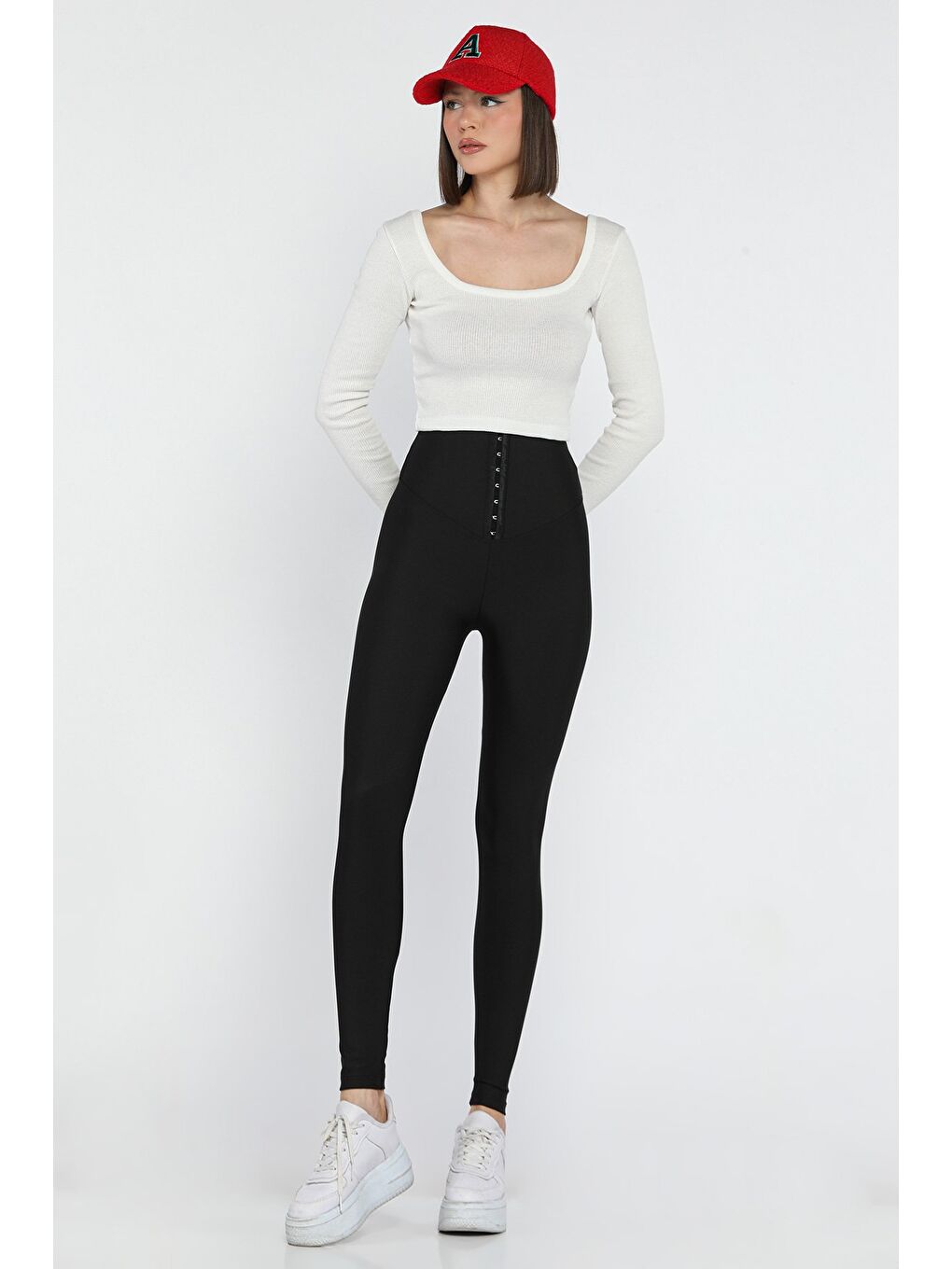 Siyah Agraflı Kadın Dalgıç Tayt-1