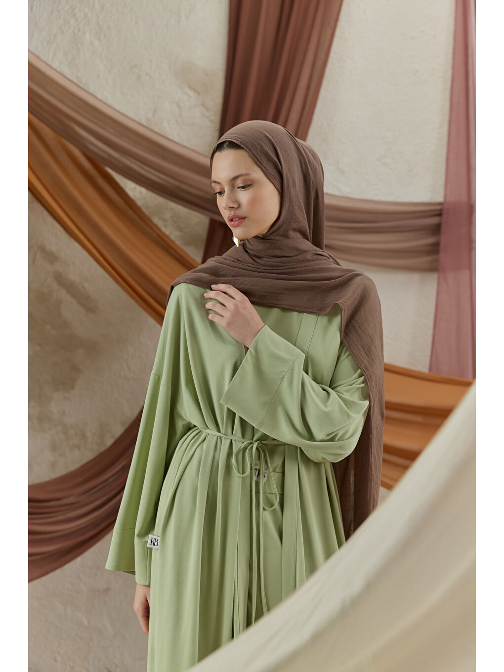 Kahverengi Soft Line Pamuk Şal Ağaç Kabuğu-5