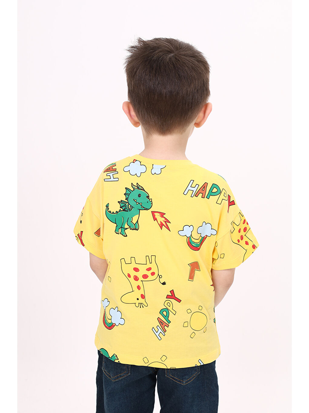 Sarı Erkek Çocuk Baskılı Tişört-1