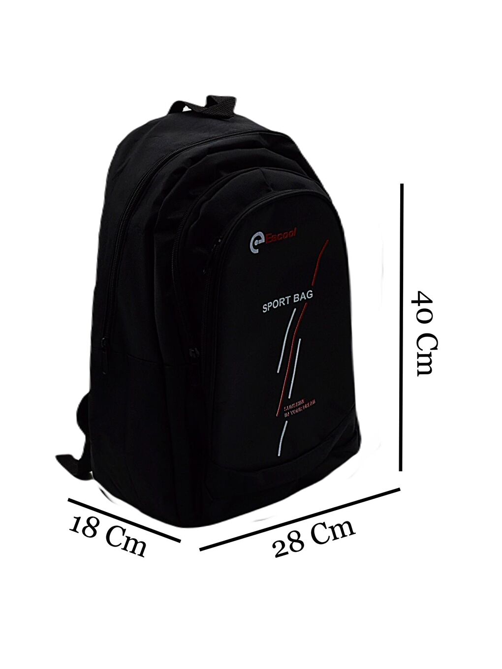 3 Bölmeli Sport Bag Okul Sırt Çantası Çizgi Baskılı Siyah KOD:702-1
