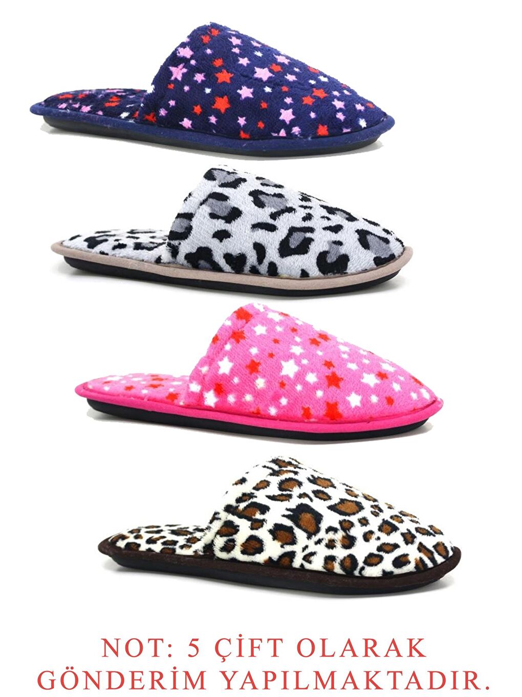 Karışık Çanak 5'li Paket Kapalı Kadın Terlik Ev Terliği-1