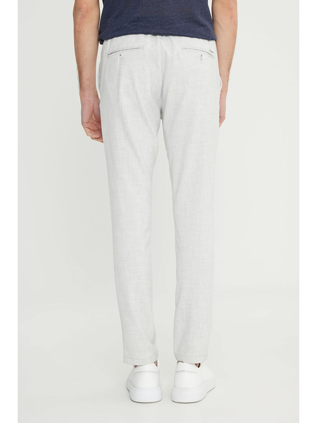 Bej Erkek Taş Slim Fit Dar Kesim Beli Bağlamalı Yan Cepli Esnek Pantolon-4