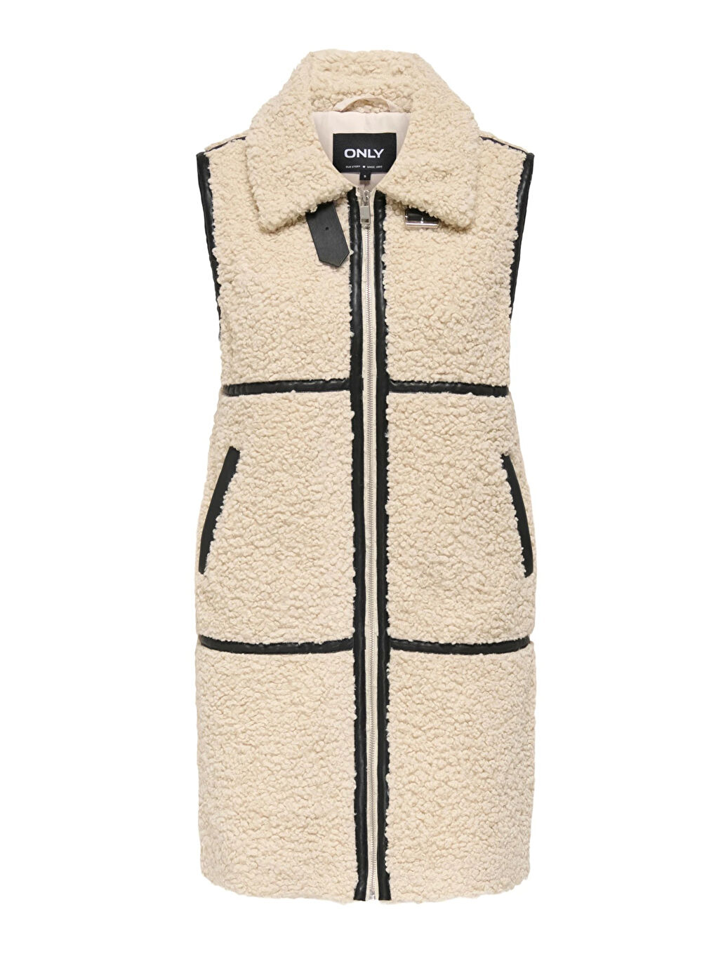 Bej Onlparis Regular Fermuarlı Uzun Kadın Yelek 15349407