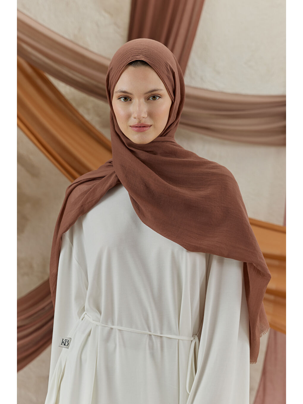 Kahverengi Soft Line Pamuk Şal Kestane-3