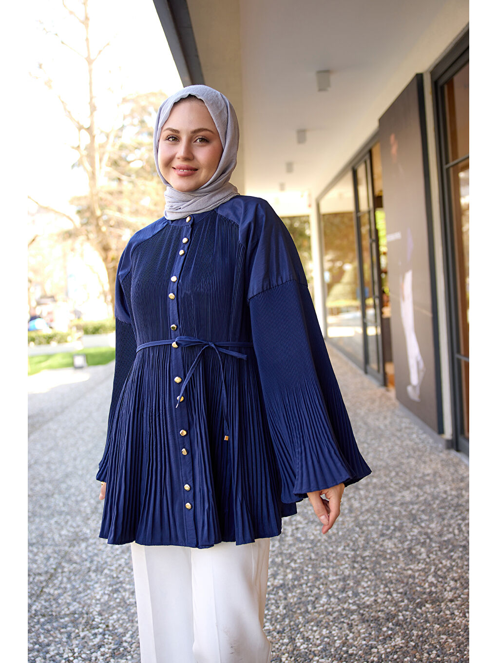 Kadın Dik Piliseli Modal Burgonya Gömlek Lacivert-2