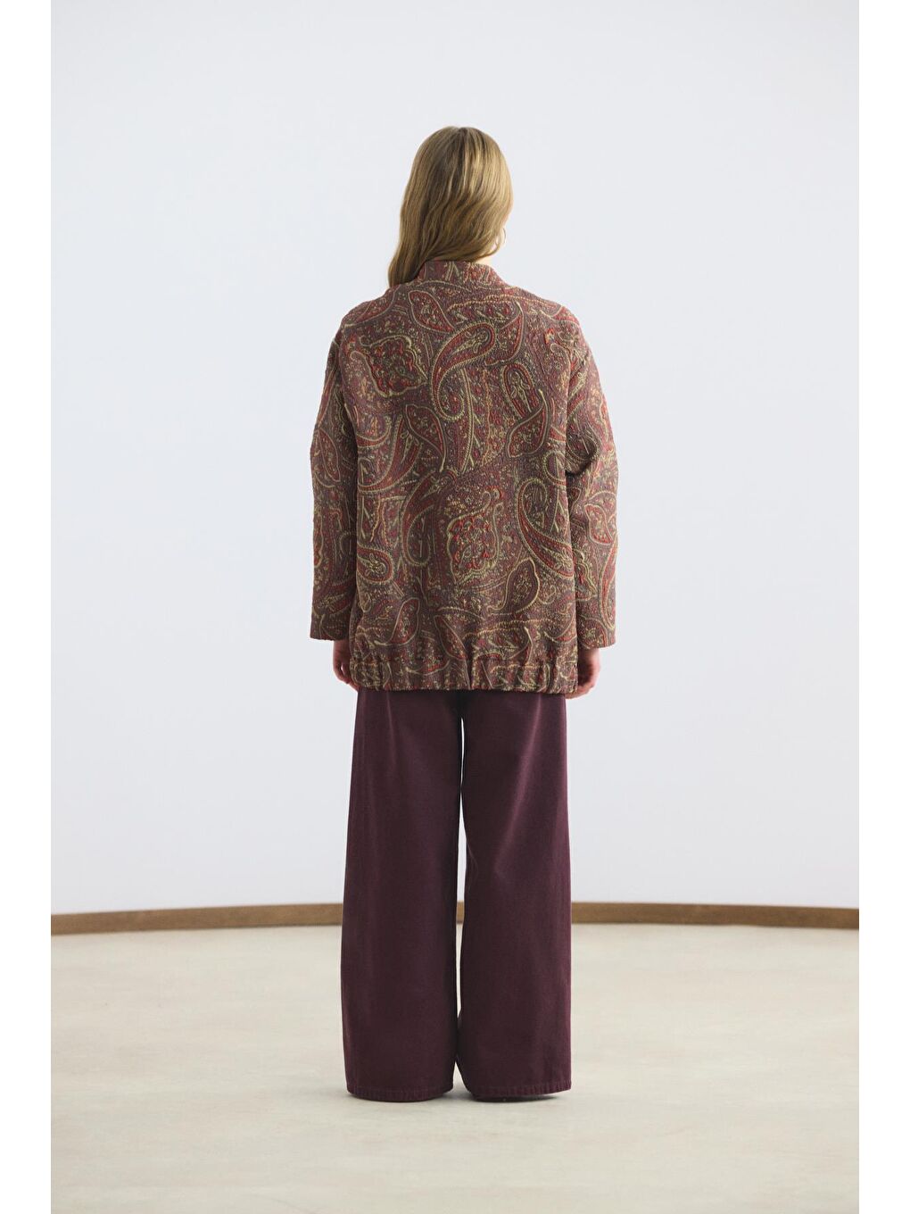 Desenli Jakar Bomber Ceket Kahverengi-5