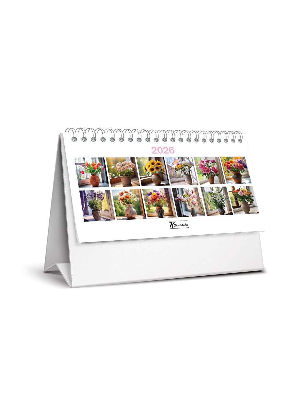 Keskin 2026-MTK-822 Karton Üçgen Masa Takvim-Çiçek
