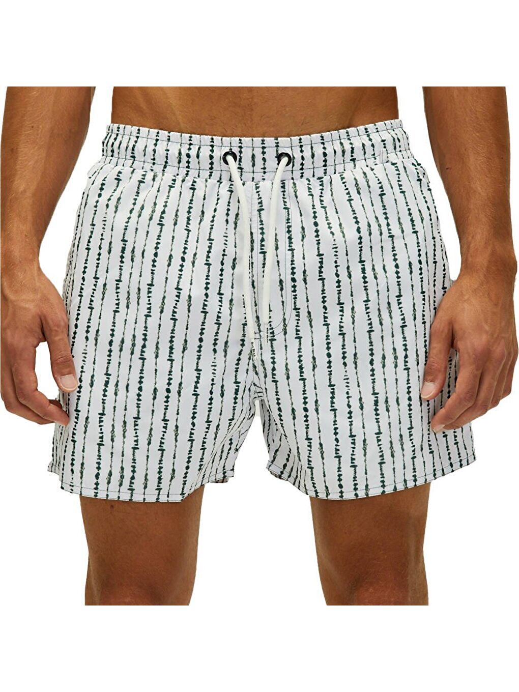 Karışık Flick Erkek Yeşil Çizgili Mayoşort