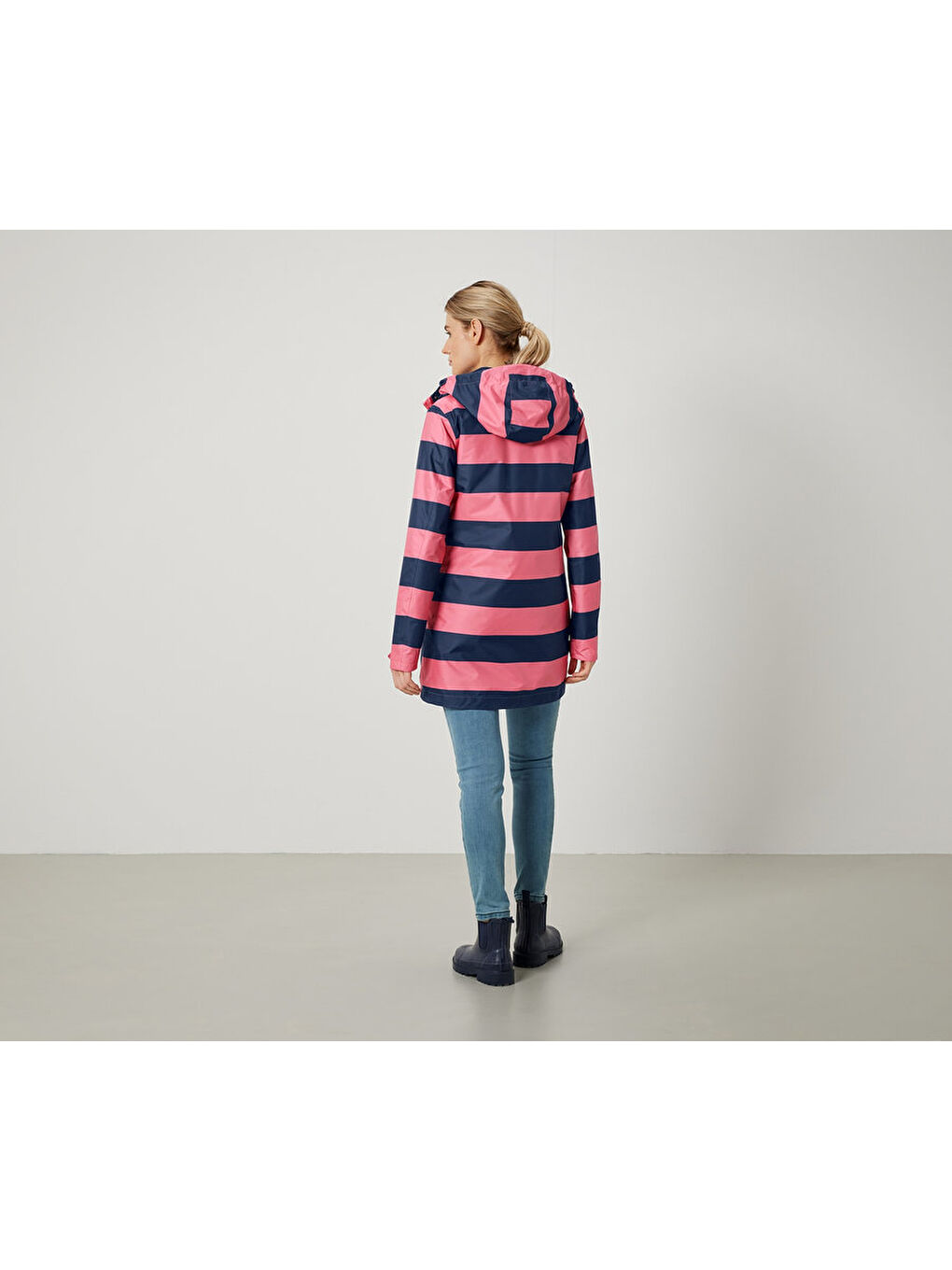 Pembe Kadın Yağmurluk, 3’ü 1 Arada, Çizgili-1