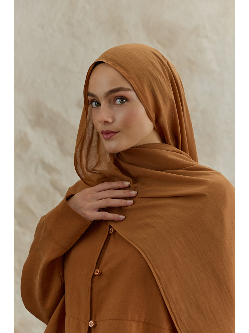 Bej Soft Line Pamuk Şal Badem-1