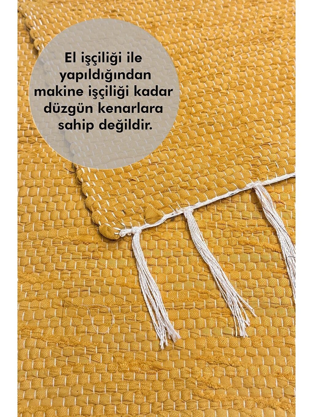 Kahverengi El Yapımı Buldan Dokuma Kilim Otantik Örgü Yolluk Halı Hardal 75x135cm-2