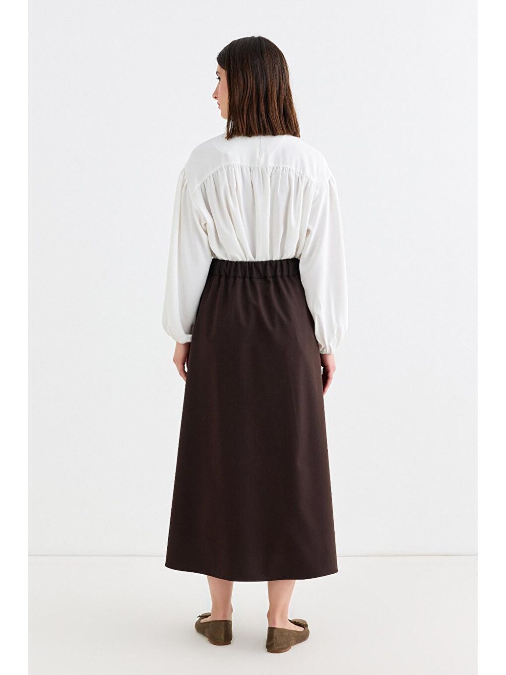 Kahverengi Poli Pilikaşe Etek Kahve-5