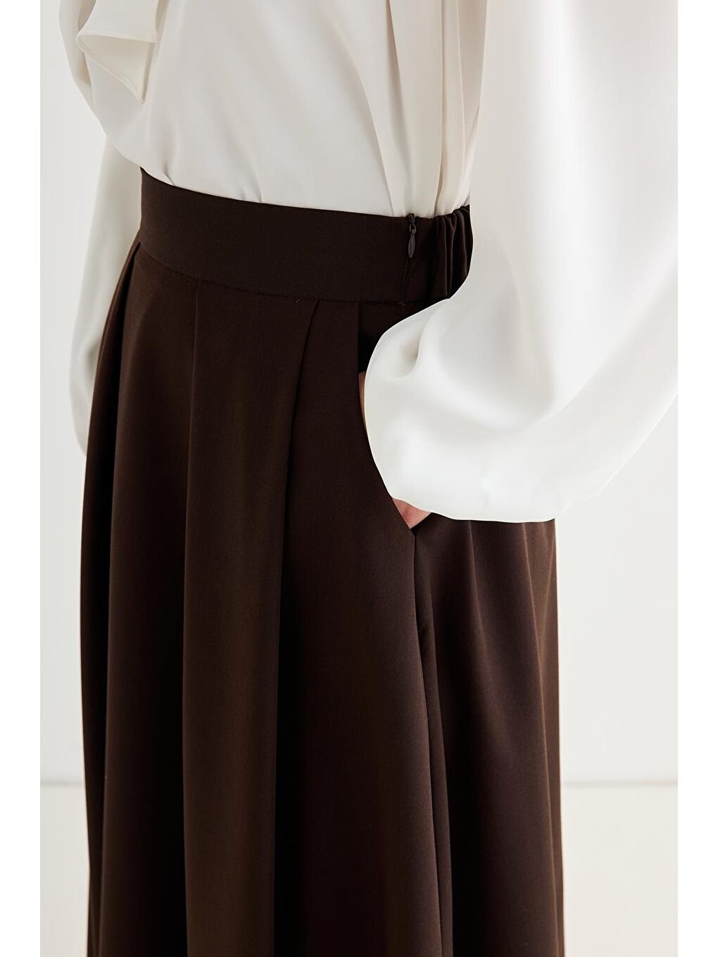 Kahverengi Poli Pilikaşe Etek Kahve-6