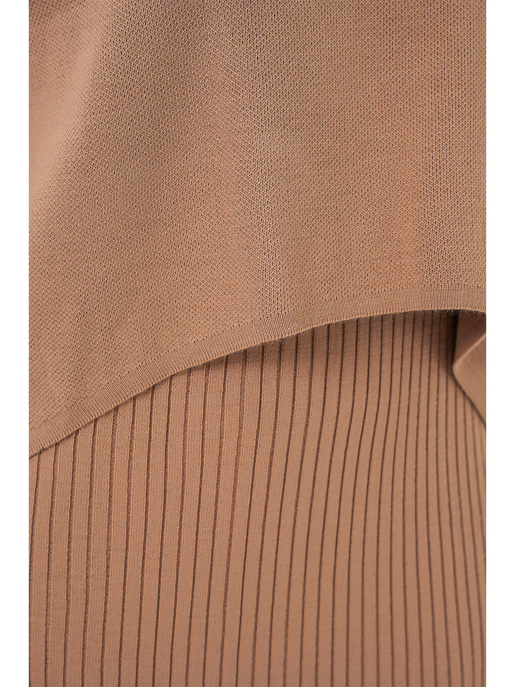 Sarı Kadın Kısa Kazaklı Triko Elbise 15958 - Camel-4