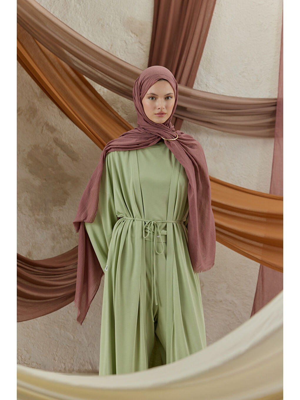 Soft Line Pamuk Şal Mürdüm Eriği-2