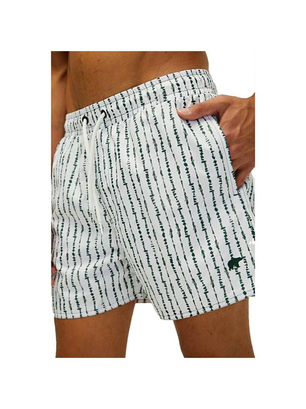 Karışık Flick Erkek Yeşil Çizgili Mayoşort-1