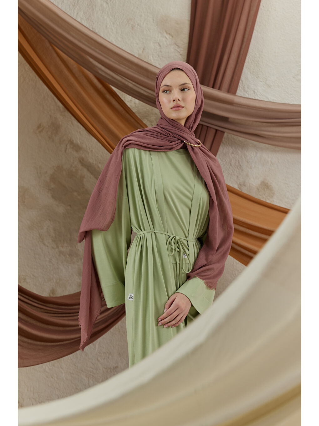 Soft Line Pamuk Şal Mürdüm Eriği-3