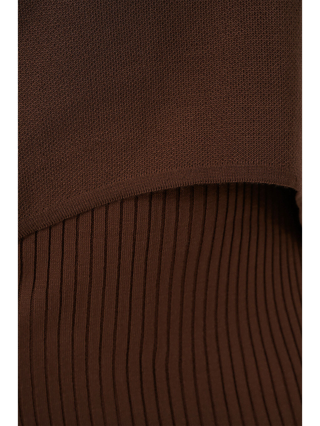 Kadın Kısa Kazaklı Triko Elbise 15958 - Kahverengi-4