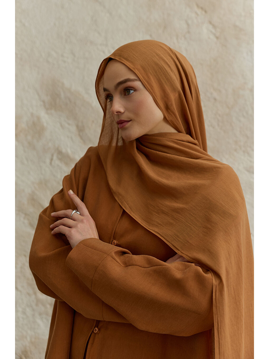 Bej Soft Line Pamuk Şal Badem-3