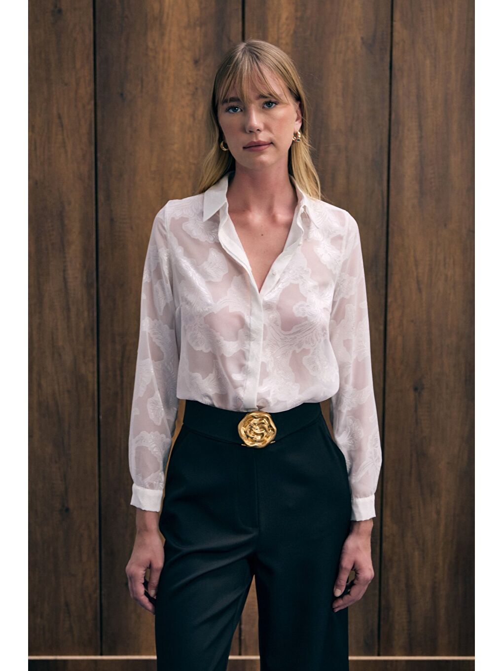 Transparan Gömlek - Ekru-1