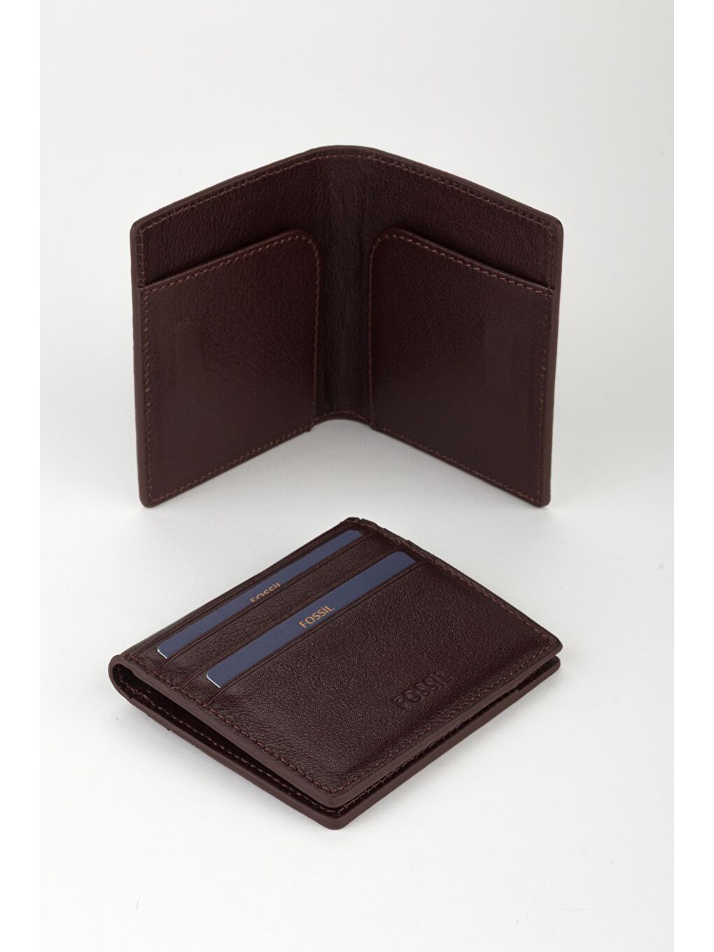 Kahverengi Kutulu Hakiki Deri Slim El Portföyü Kartlık Cüzdan