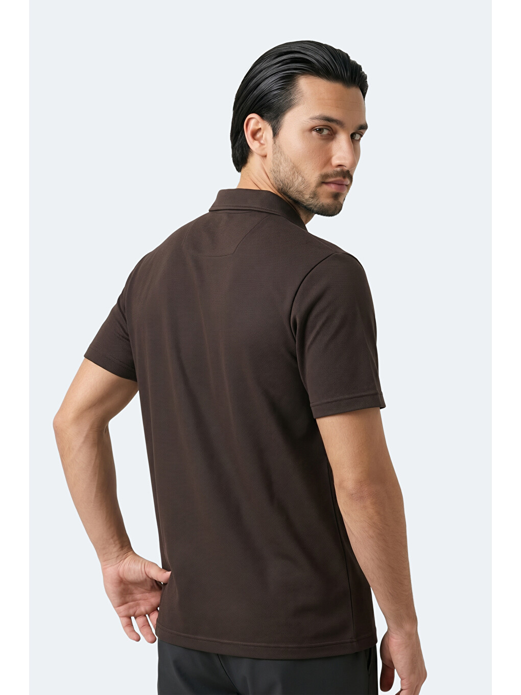 Kahverengi KHAN Erkek Polo Yaka Kahve Tişört-3