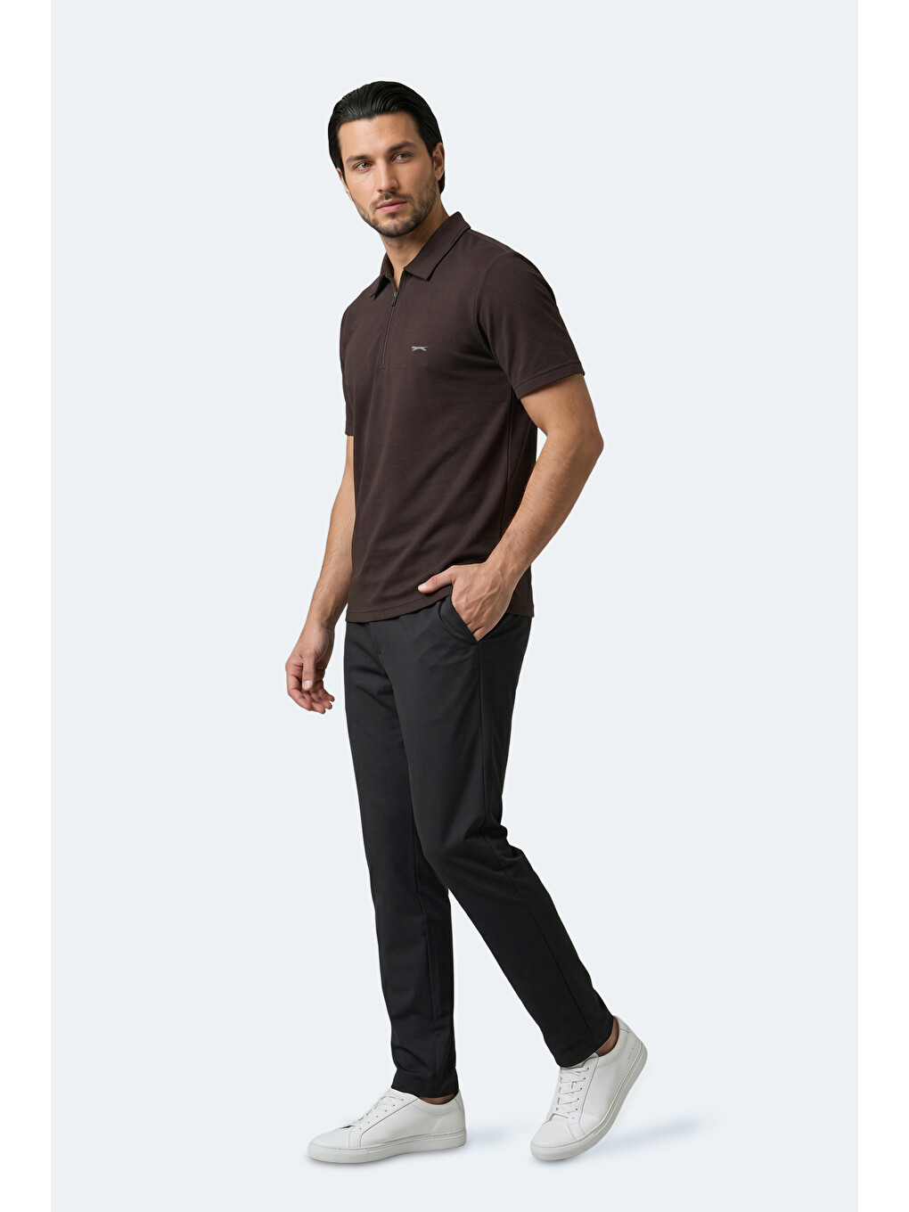 Kahverengi KHAN Erkek Polo Yaka Kahve Tişört-4