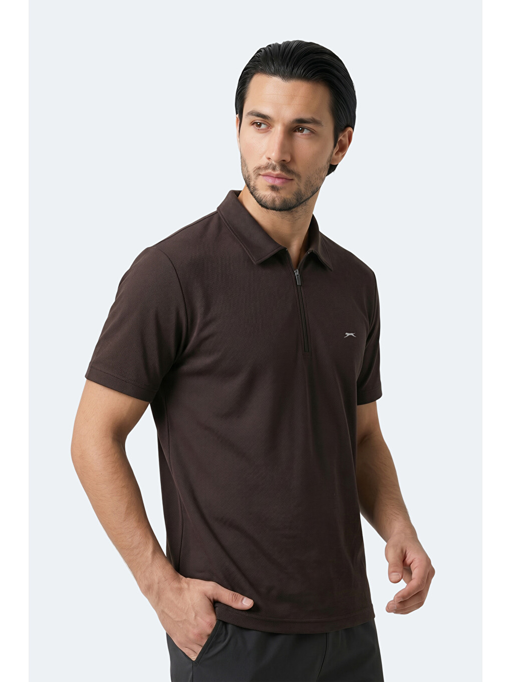 Kahverengi KHAN Erkek Polo Yaka Kahve Tişört-5