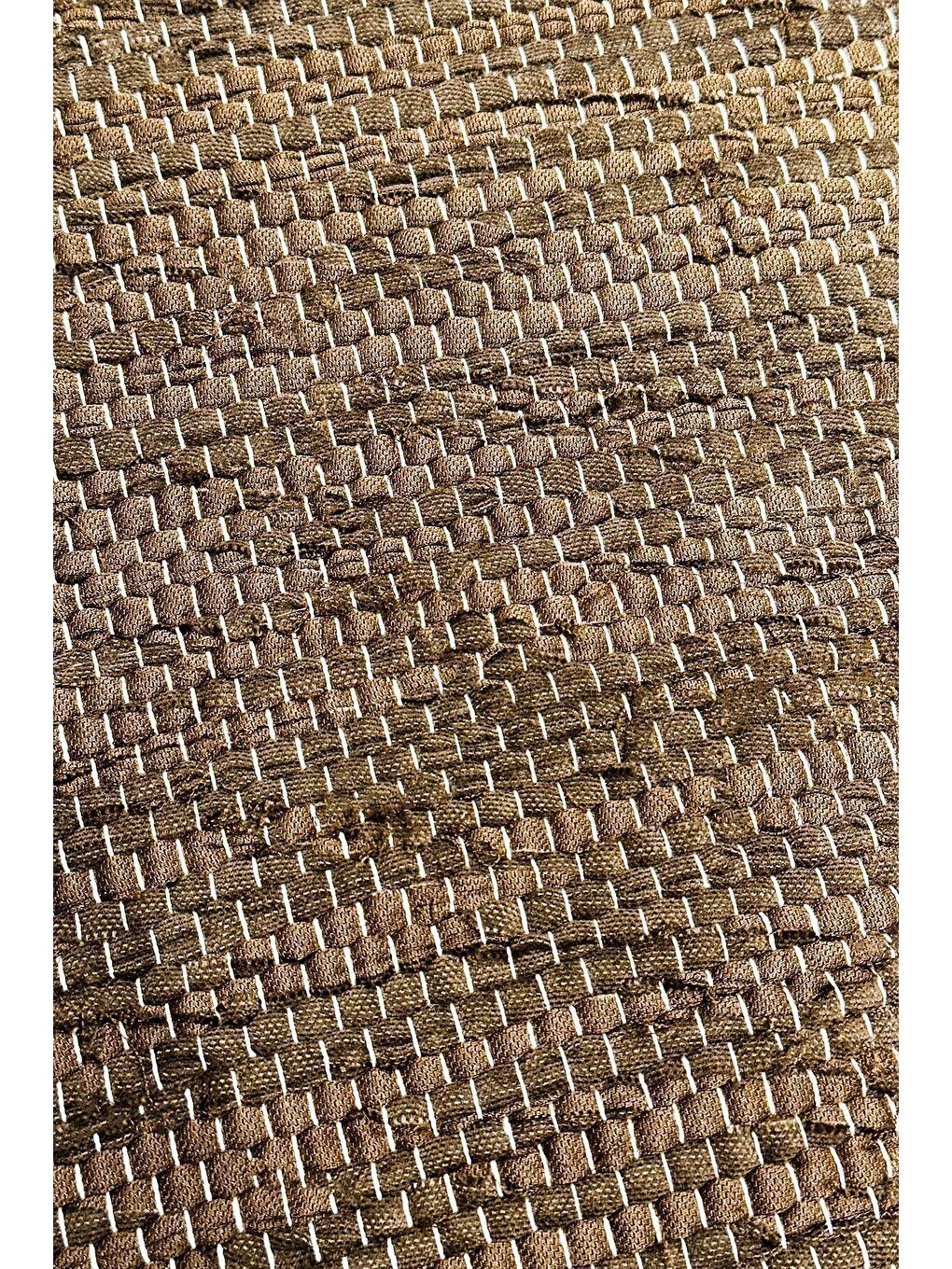 Kahverengi El Yapımı Buldan Dokuma Kilim Otantik Örgü Yolluk Halı Kahve 75x135cm-4