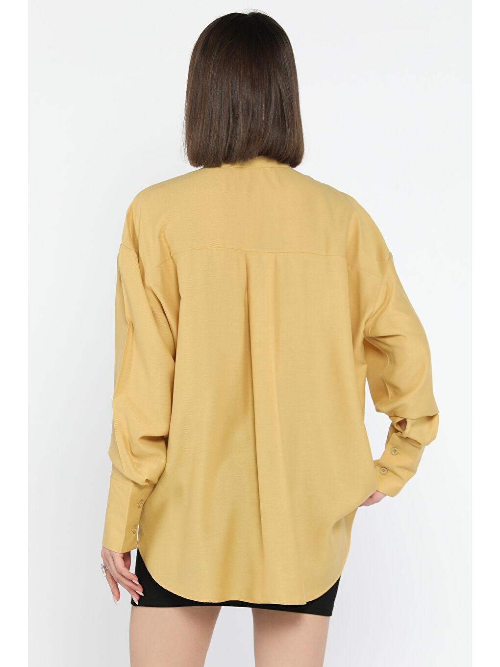 Kahverengi Kadın Yaka Taş İşlemeli Kendinden Desenli Gömlek-2