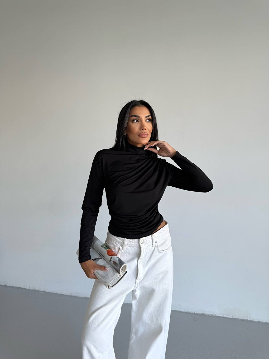 Boğazlı Siyah Sandy Bluz-3