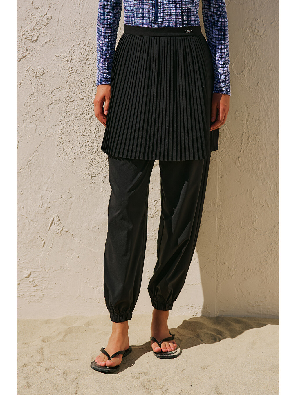 Büzgülü Jogger Form Mayo Pantolon Siyah-2
