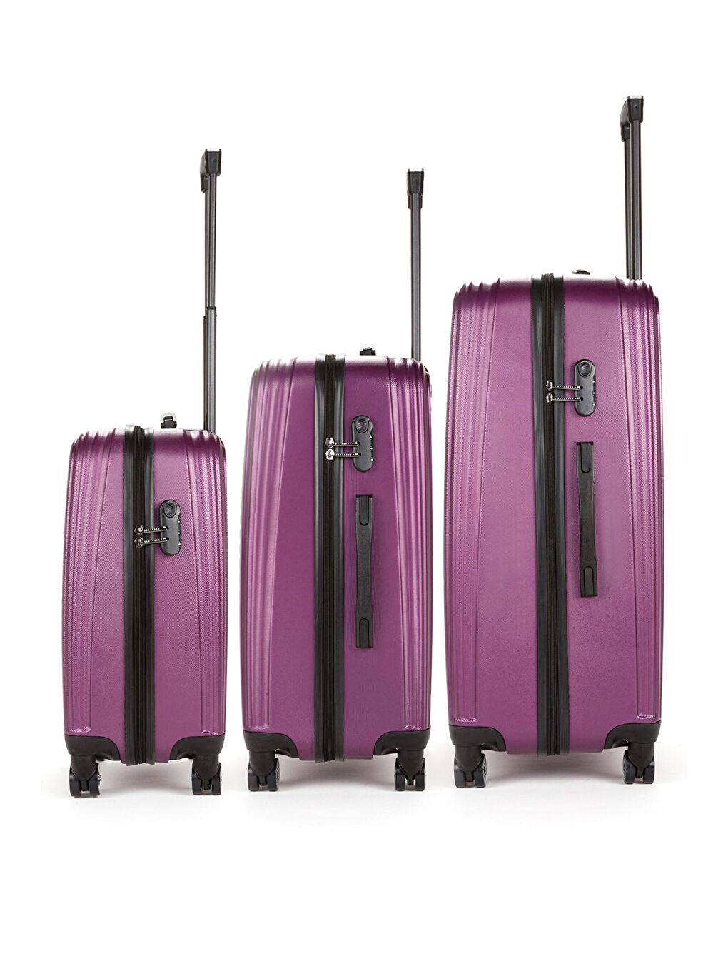 Mor ABS Unisex Kabin Orta Büyük Boy 3'lü Valiz Seti FSL126-1