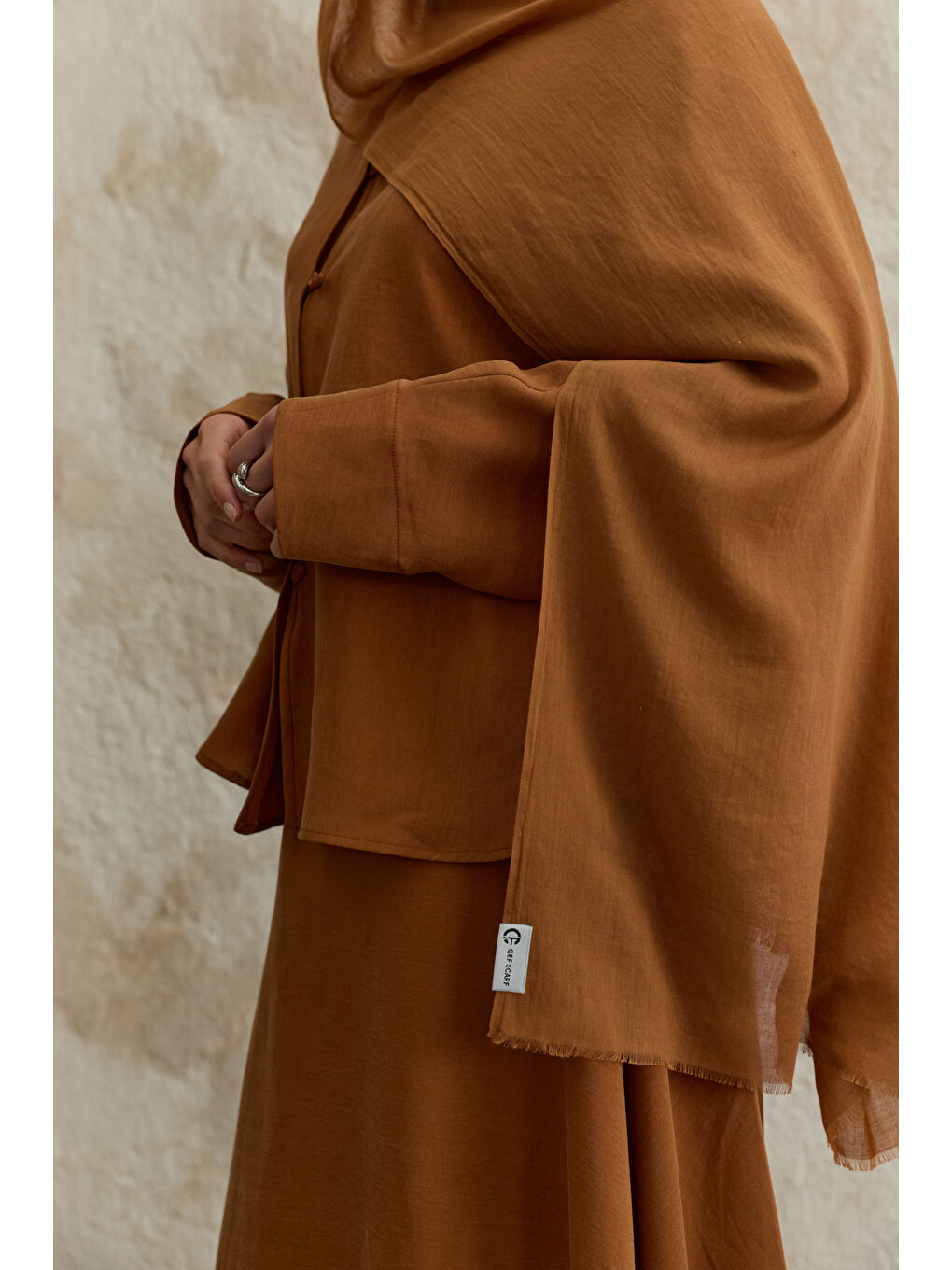 Bej Soft Line Pamuk Şal Badem-5