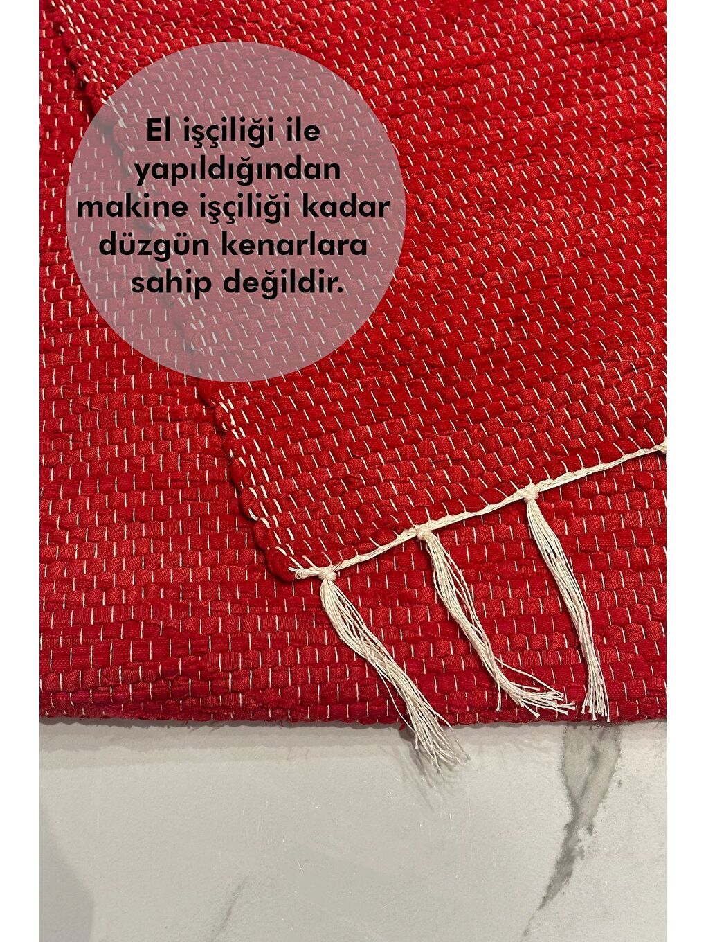 El Yapımı Buldan Dokuma Kilim Otantik Örgü Yolluk Halı Kırmızı 75x135cm-2