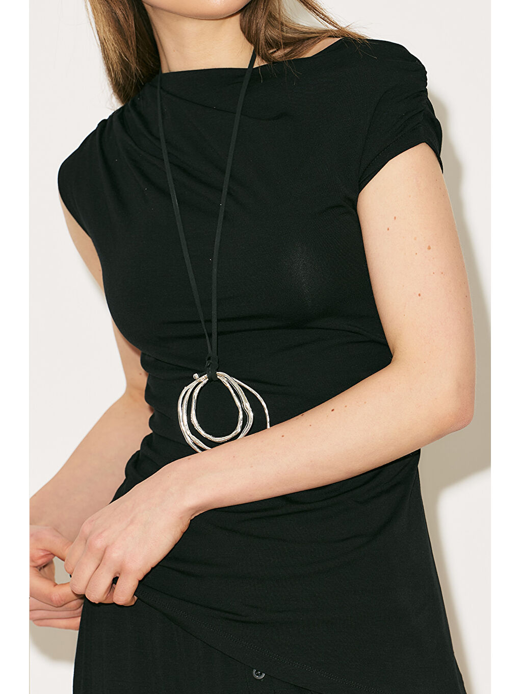 Easy Kolsuz Büzgülü Bluz Siyah-3