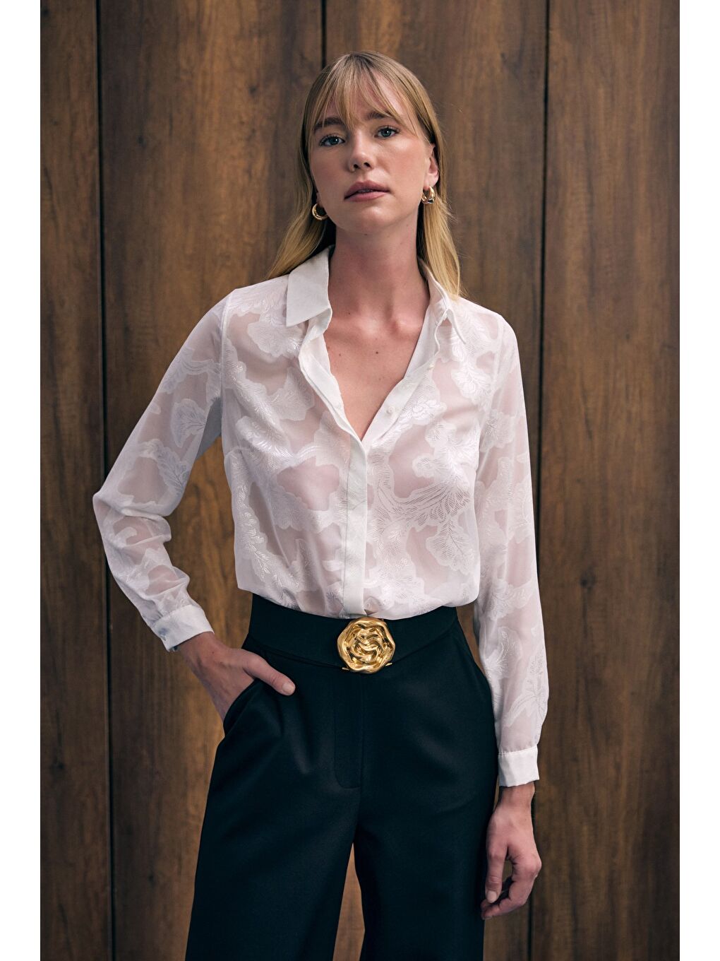 Transparan Gömlek - Ekru-2