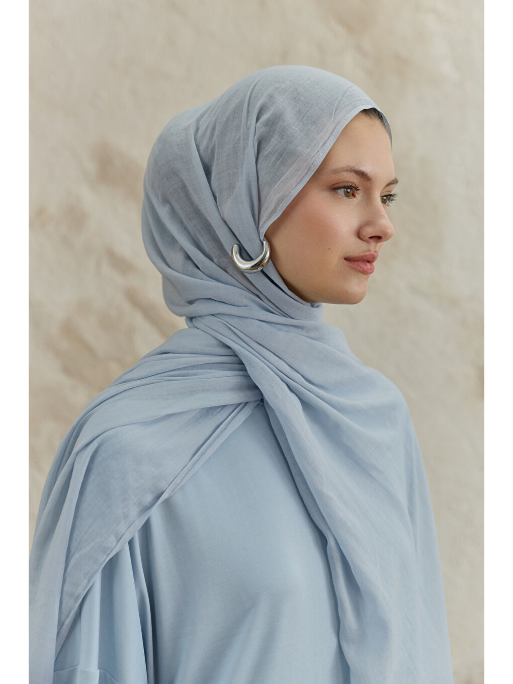 Soft Line Pamuk Şal Açık Mavi-1