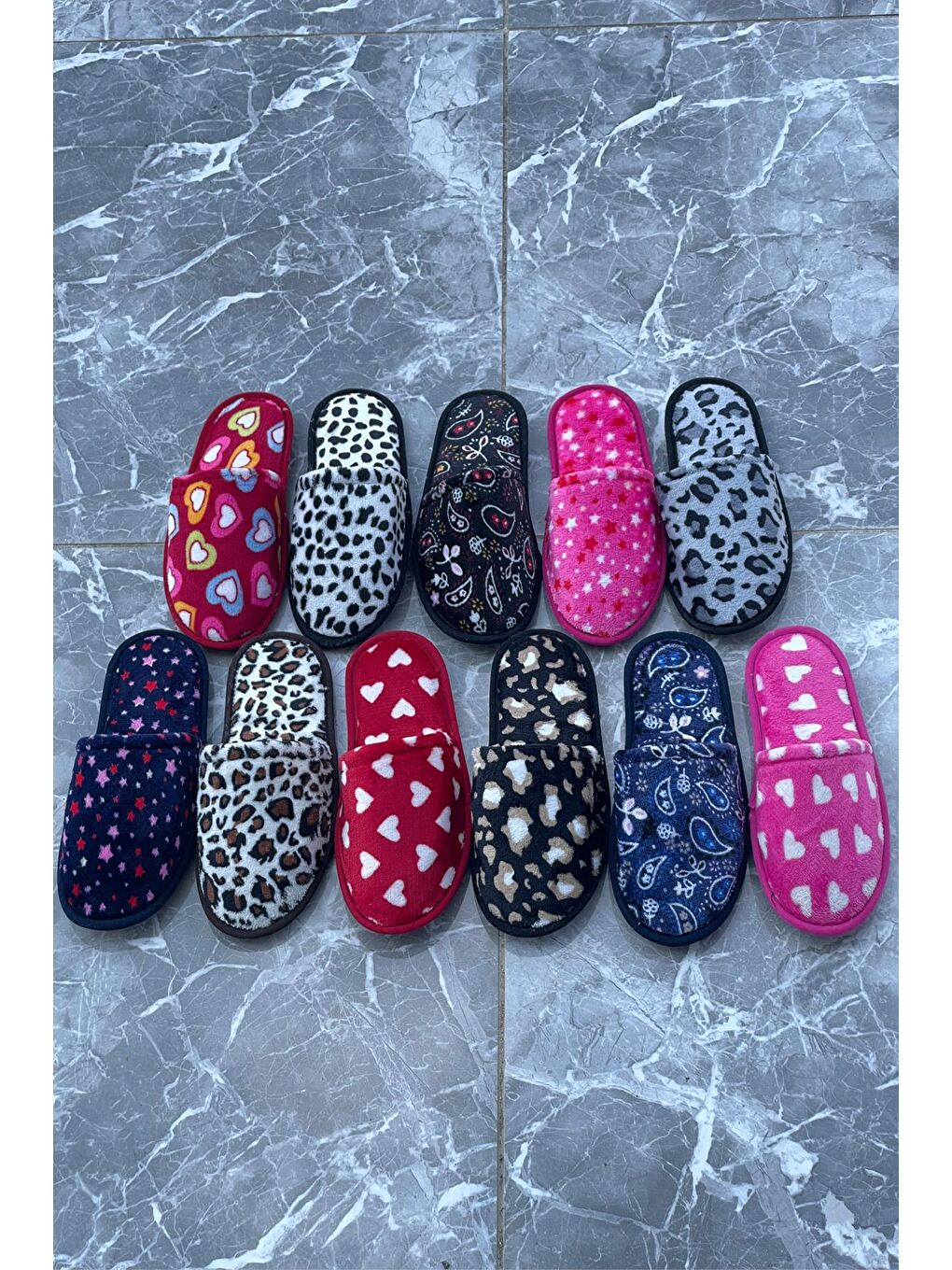 Karışık ÇANAK 3'LÜ Paket Kapalı Kadın Terlik Ev Terliği-3