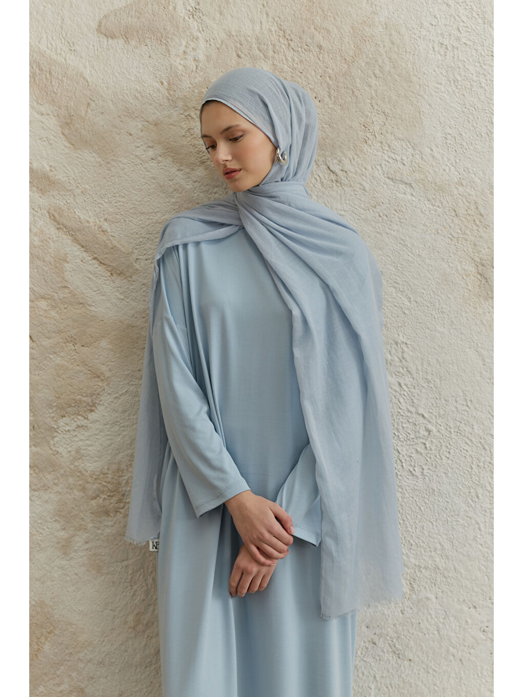 Soft Line Pamuk Şal Açık Mavi-2