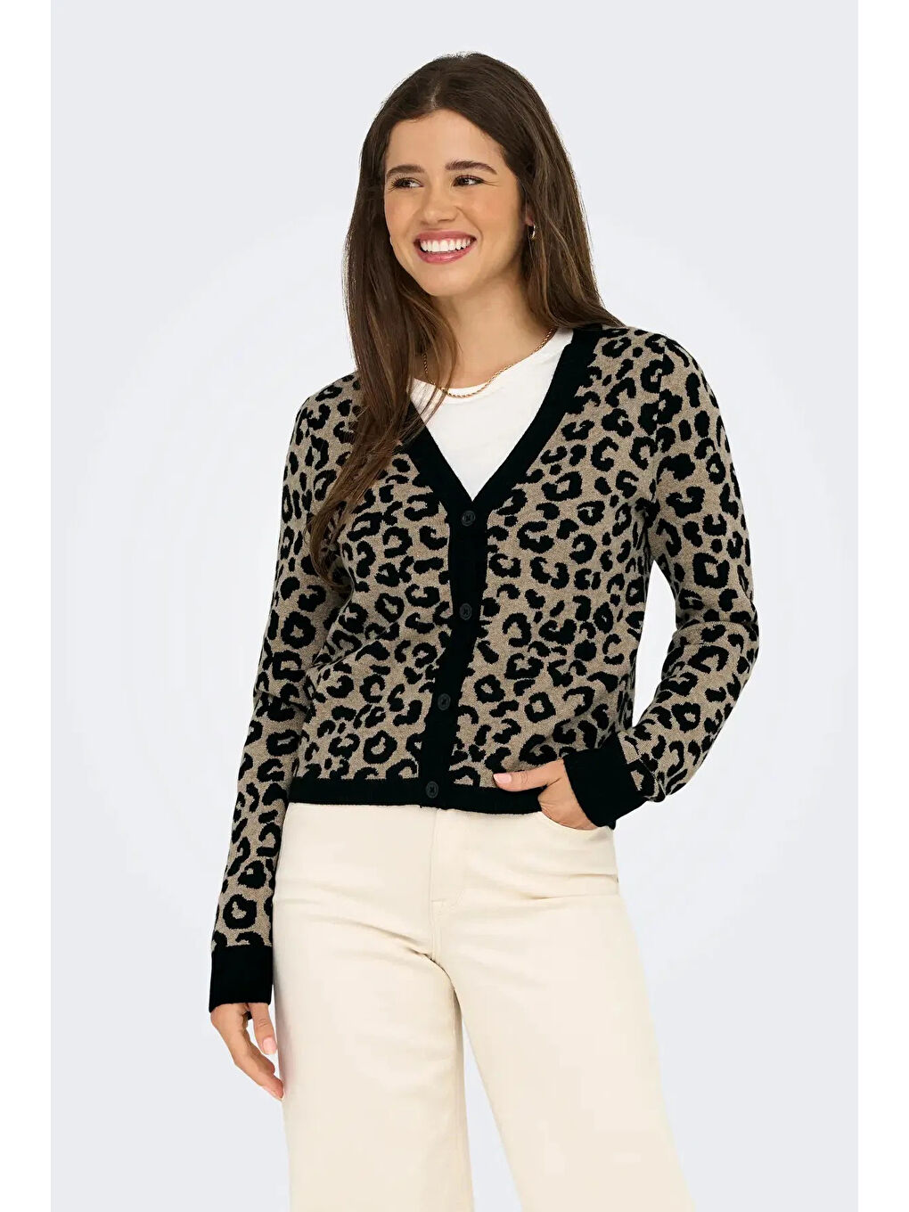 Siyah Onlleo Regular Fit V Yaka Kadın Hırka 15349819-3