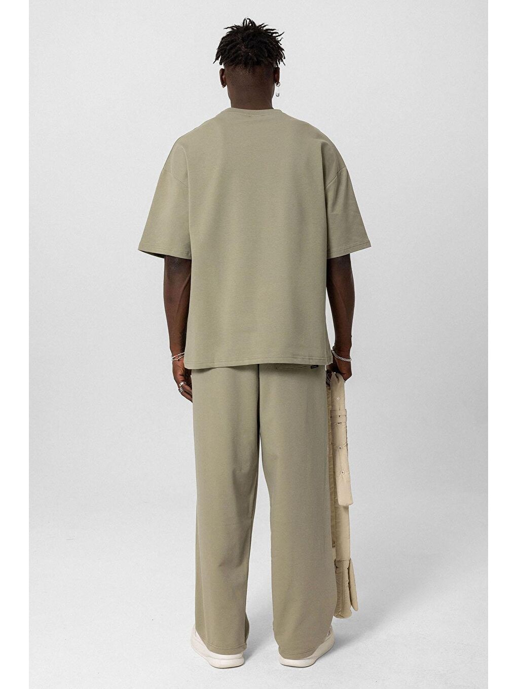 Basıc Oversize Eşofman Takım Haki-3