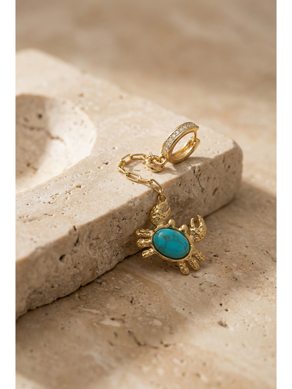 Sarı Taşlı Yengeç Bikini Charm Gold-1