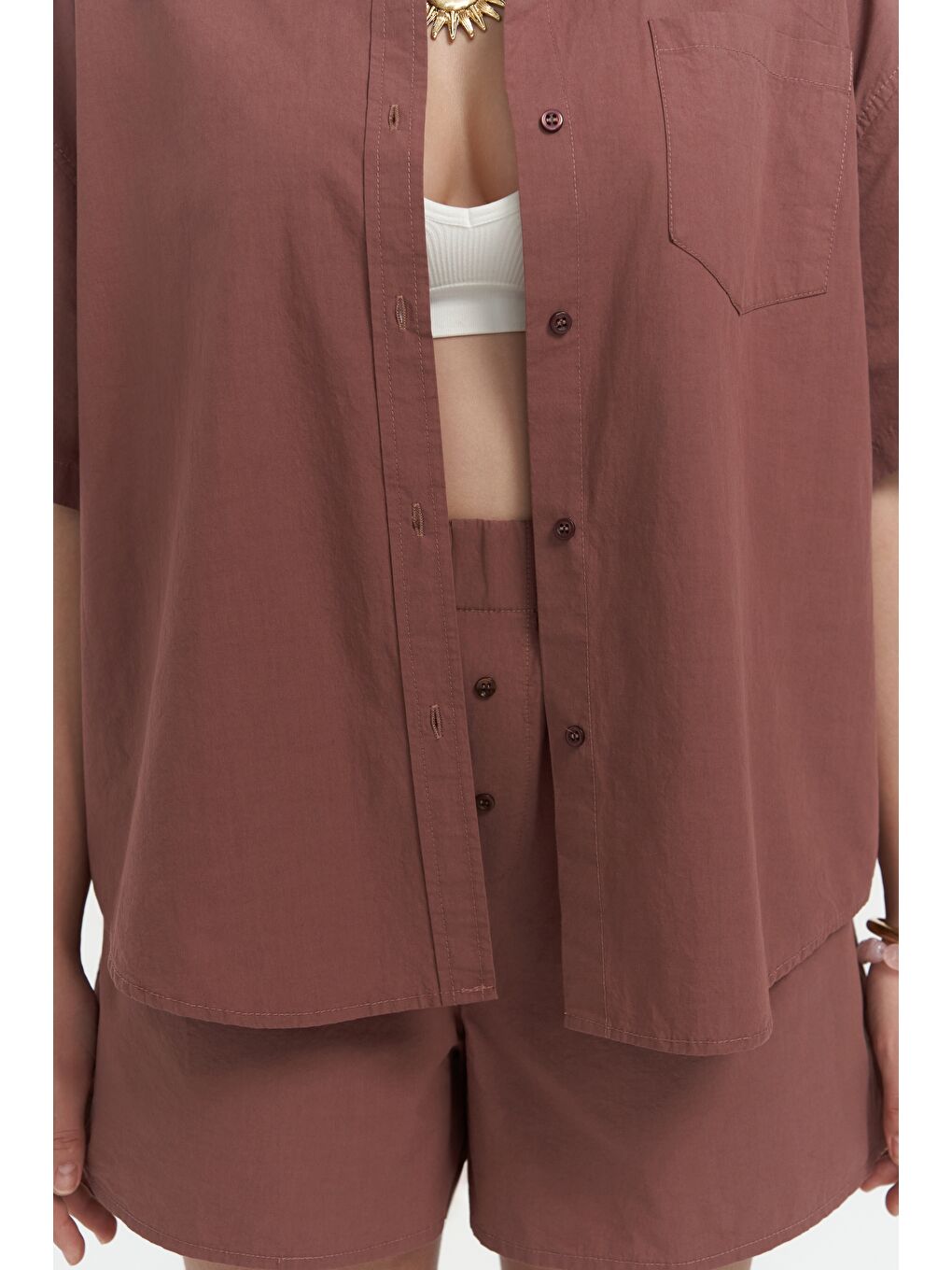 Corfu Açık Bordo Gömlek Şort Takım-5