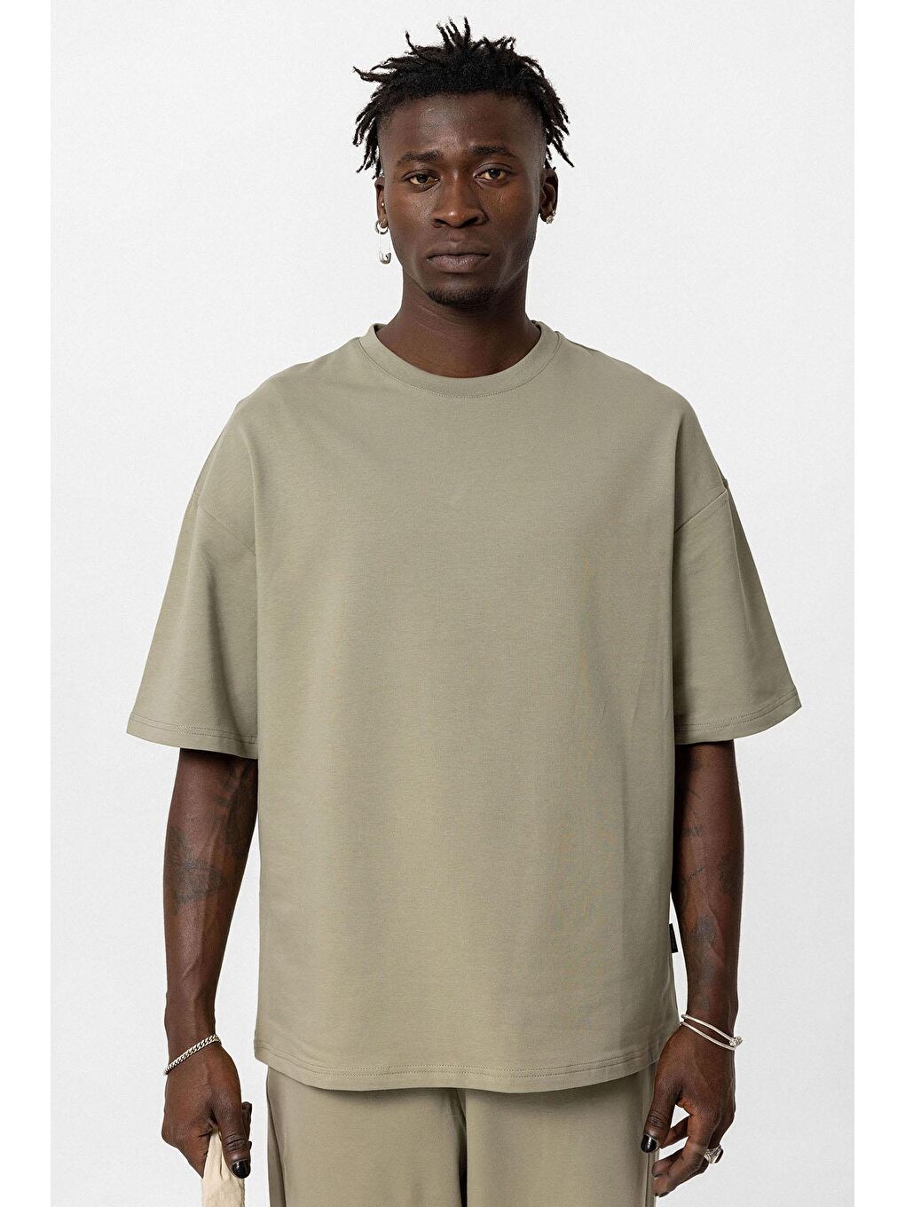 Basıc Oversize Eşofman Takım Haki-5