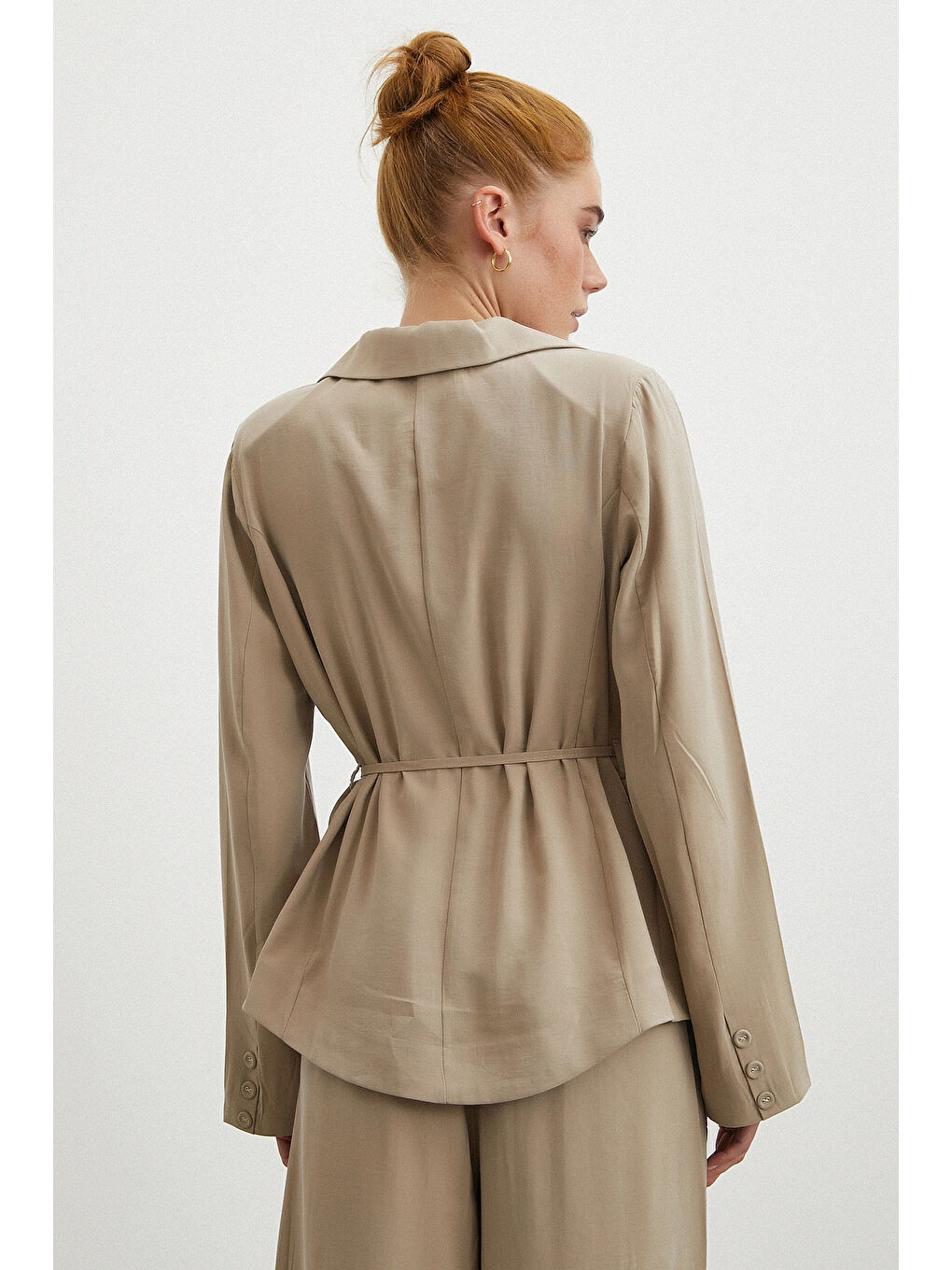 Bej Gömlek Pantolon Modal Takım Taş-4